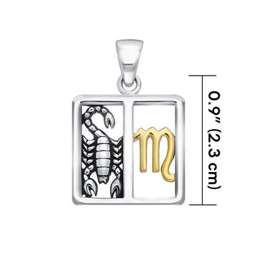 Scorpio Zodiac Symbol Silver and 14K Gold Accent Pendant MPD921 - Jewelry